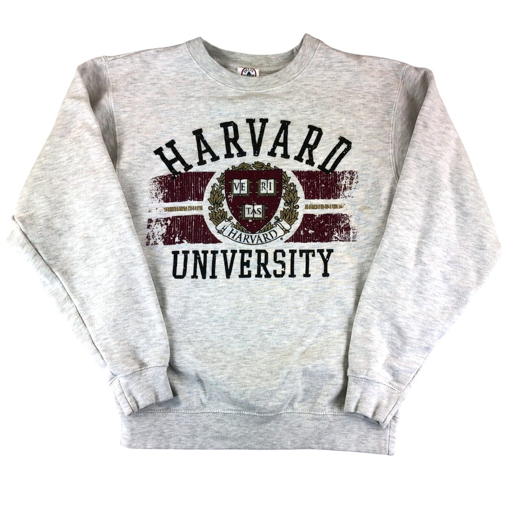 VTG 90s Harvard University Crest Crew Sweatshirt Delta Fleece Cotton Gray Small